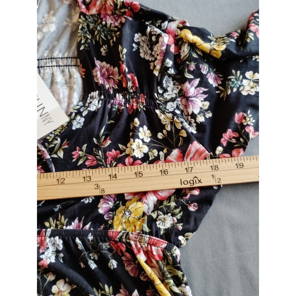 NWT 78 & Sunny Women Babydoll Floral Gypsy Sailwind V Neck Ruffle Top M-MSRP$69 - Picture 9 of 12